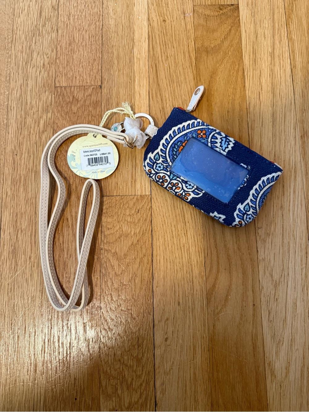 Spartina 449 Cream Lanyard ID Pouch